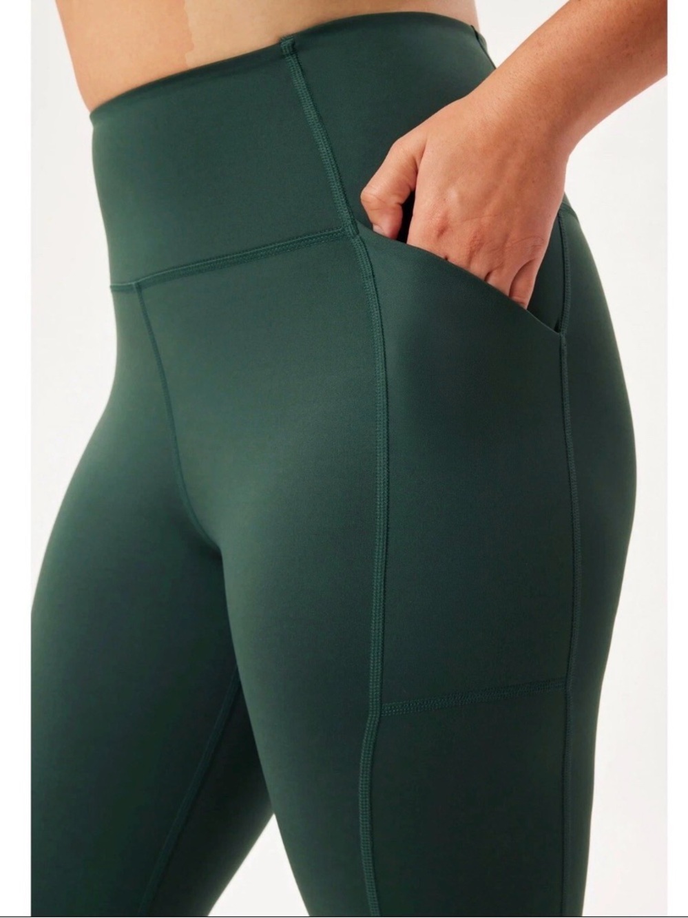 girlfriend collective Dark Green High-Waist Leggings w/ Pockets Sz Small